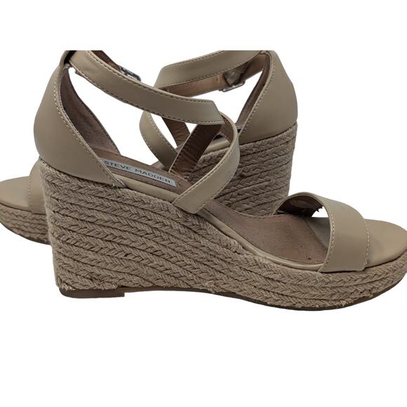 Steve‎ Madden Montauk Espadrille Natural Strappy Sandal Platform Wedge Size 8 - Picture 6 of 9